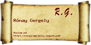 Rónay Gergely névjegykártya