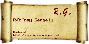 Rónay Gergely névjegykártya